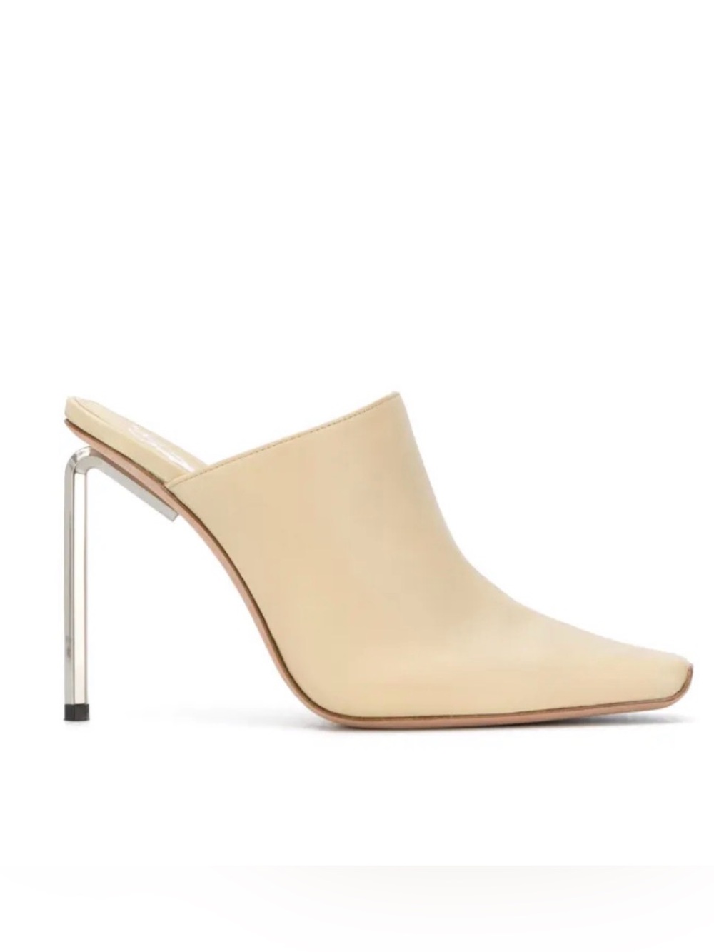 Off White Allen squaret-toe mules Sz 36 Beige Stiletto Mule - Sleek Slip-On Hee